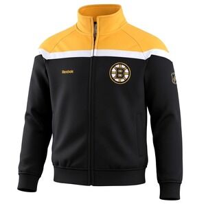 Kids Reebok Boston Bruins NHL Track Jacket Size 4T Black Gold White NWT